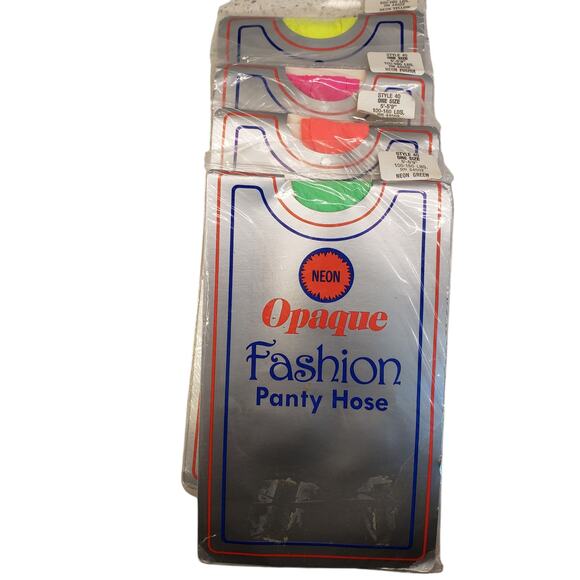 Vintage Opaque Panty Hose Neon Pink Green Yellow Orange 80s One Size - Picture 1 of 8